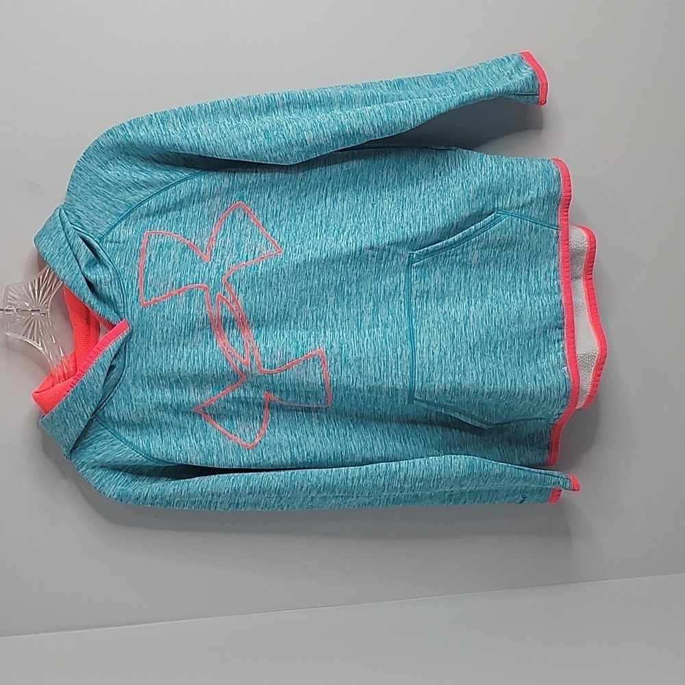 Under Armour hoodie turquoise & neon pink Girls size Large